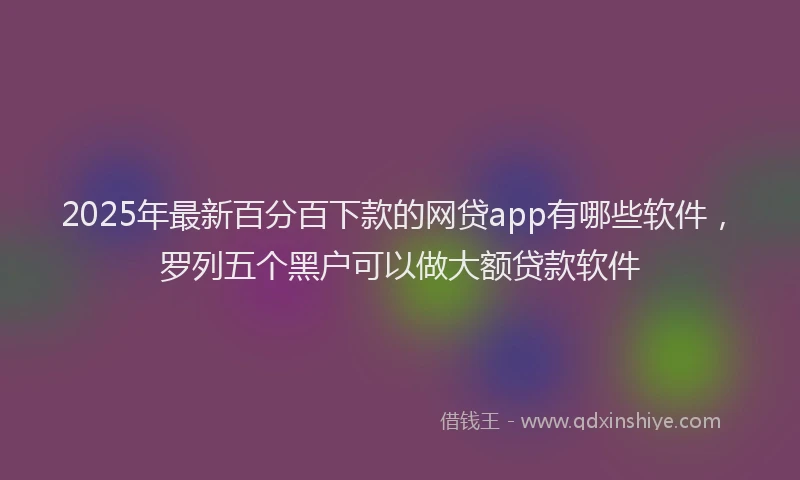 2025年最新百分百下款的网贷app有哪些软件，罗列五个黑户可以做大额贷款软件