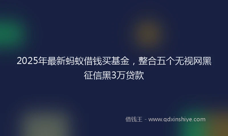 2025年最新蚂蚁借钱买基金，整合五个无视网黑征信黑3万贷款