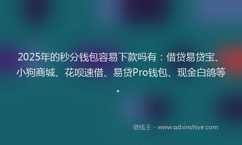 2025年的秒分钱包容易下款吗有：借贷易贷宝、小狗商城、花呗速借、易贷Pro钱包、现金白鸽等。