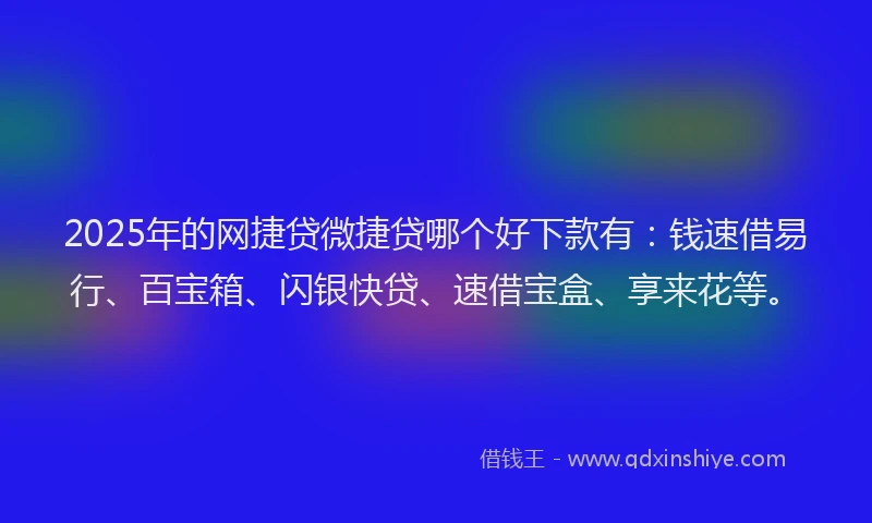 2025年的网捷贷微捷贷哪个好下款有：钱速借易行、百宝箱、闪银快贷、速借宝盒、享来花等。