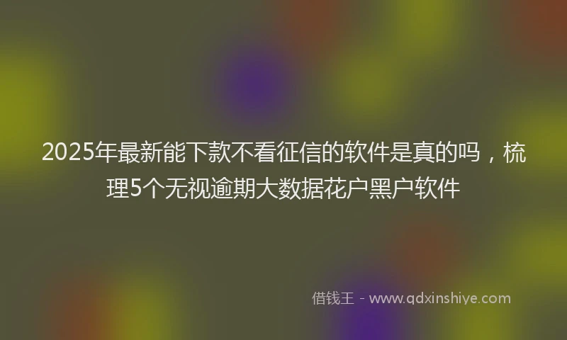 2025年最新能下款不看征信的软件是真的吗，梳理5个无视逾期大数据花户黑户软件