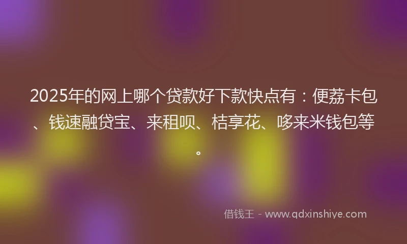 2025年的网上哪个贷款好下款快点有：便荔卡包、钱速融贷宝、来租呗、桔享花、哆来米钱包等。