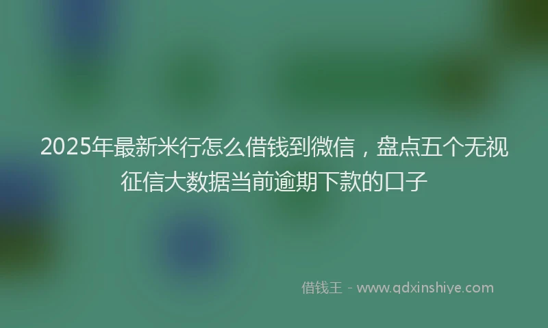 2025年最新米行怎么借钱到微信，盘点五个无视征信大数据当前逾期下款的口子
