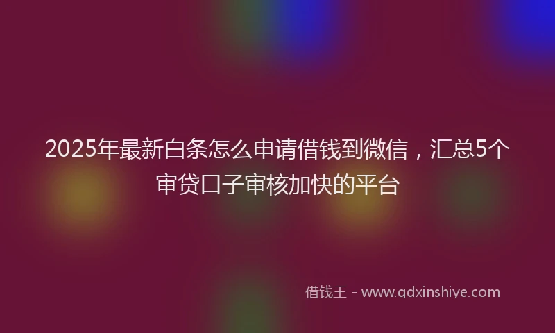 2025年最新白条怎么申请借钱到微信，汇总5个审贷口子审核加快的平台