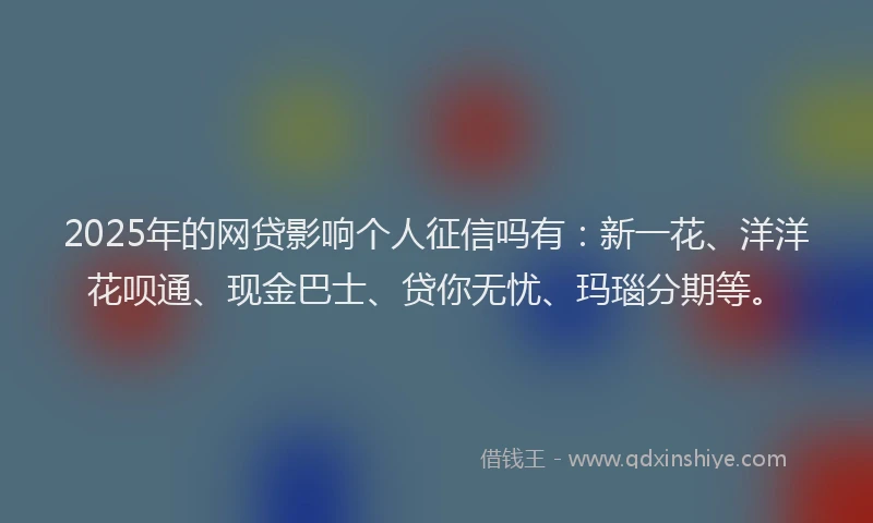2025年的网贷影响个人征信吗有：新一花、洋洋花呗通、现金巴士、贷你无忧、玛瑙分期等。