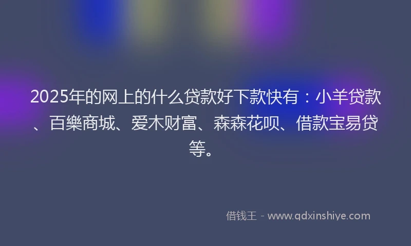 2025年的网上的什么贷款好下款快有：小羊贷款、百樂商城、爱木财富、森森花呗、借款宝易贷等。