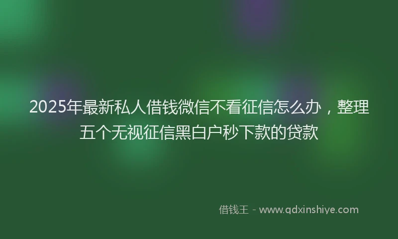 2025年最新私人借钱微信不看征信怎么办，整理五个无视征信黑白户秒下款的贷款