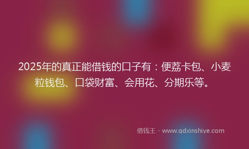 2025年的真正能借钱的口子有：便荔卡包、小麦粒钱包、口袋财富、会用花、分期乐等。
