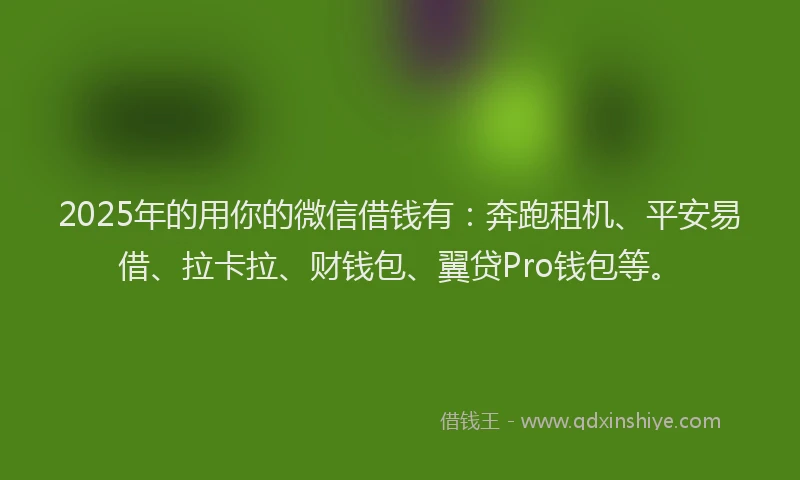 2025年的用你的微信借钱有：奔跑租机、平安易借、拉卡拉、财钱包、翼贷Pro钱包等。