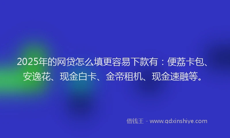 2025年的网贷怎么填更容易下款有：便荔卡包、安逸花、现金白卡、金帝租机、现金速融等。