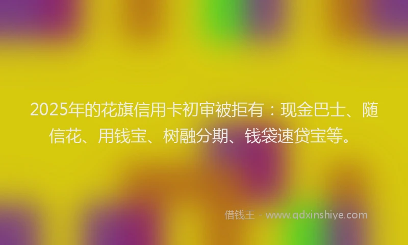 2025年的花旗信用卡初审被拒有：现金巴士、随信花、用钱宝、树融分期、钱袋速贷宝等。