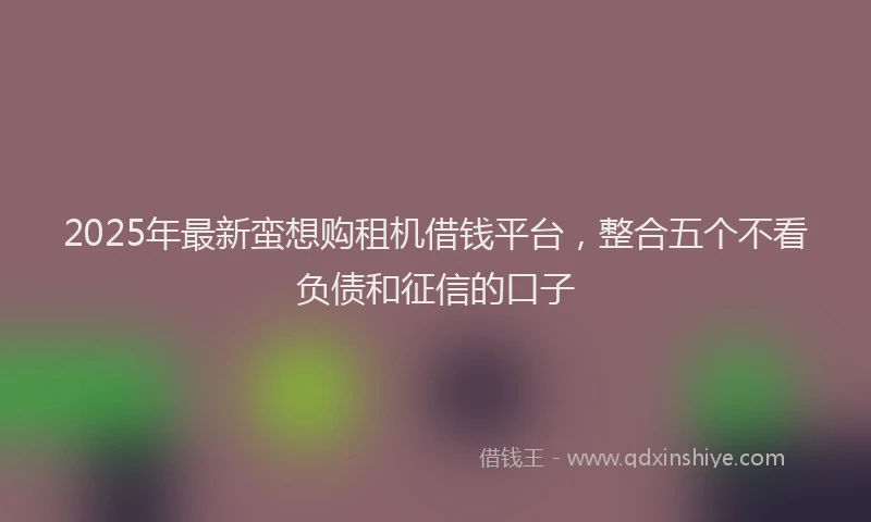 2025年最新蛮想购租机借钱平台，整合五个不看负债和征信的口子