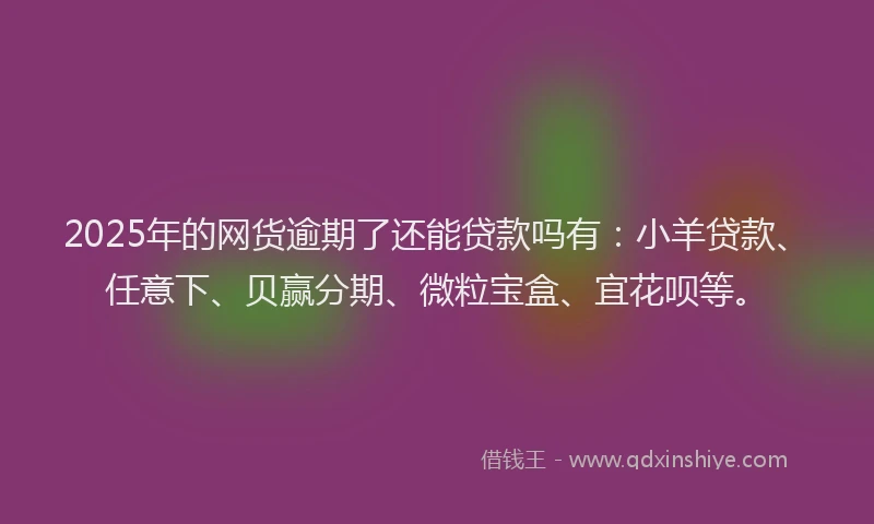 2025年的网货逾期了还能贷款吗有：小羊贷款、任意下、贝赢分期、微粒宝盒、宜花呗等。
