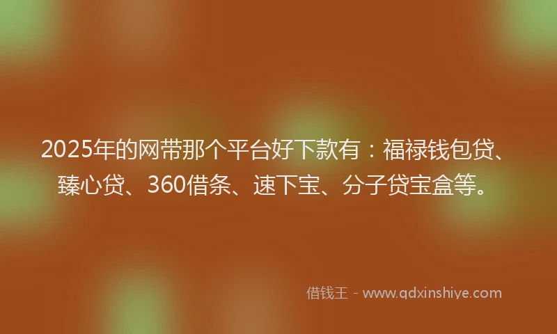 2025年的网带那个平台好下款有：福禄钱包贷、臻心贷、360借条、速下宝、分子贷宝盒等。