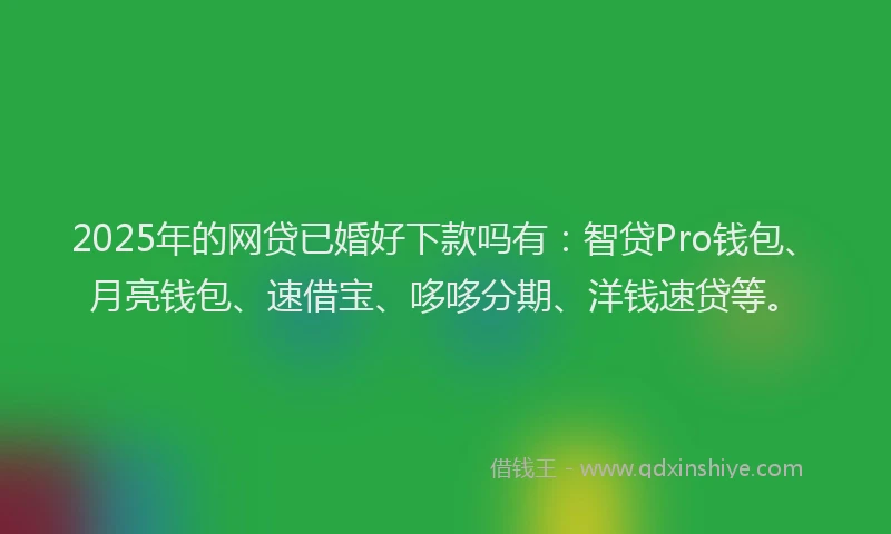 2025年的网贷已婚好下款吗有：智贷Pro钱包、月亮钱包、速借宝、哆哆分期、洋钱速贷等。