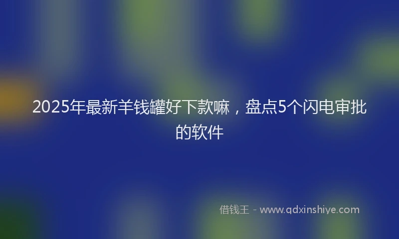 2025年最新羊钱罐好下款嘛，盘点5个闪电审批的软件
