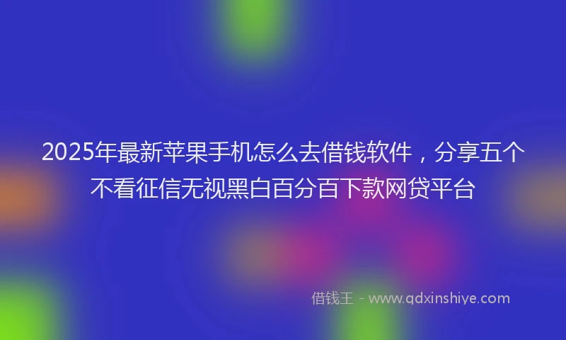 2025年最新苹果手机怎么去借钱软件，分享五个不看征信无视黑白百分百下款网贷平台