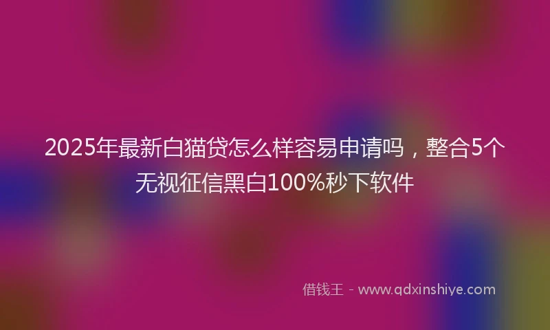 2025年最新白猫贷怎么样容易申请吗，整合5个无视征信黑白100%秒下软件