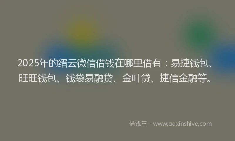 2025年的缙云微信借钱在哪里借有：易捷钱包、旺旺钱包、钱袋易融贷、金叶贷、捷信金融等。
