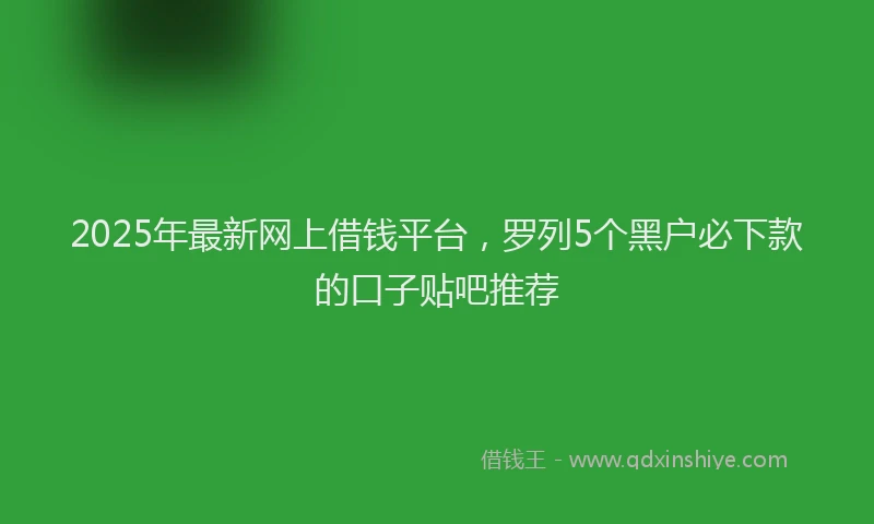 2025年最新网上借钱平台，罗列5个黑户必下款的口子贴吧推荐
