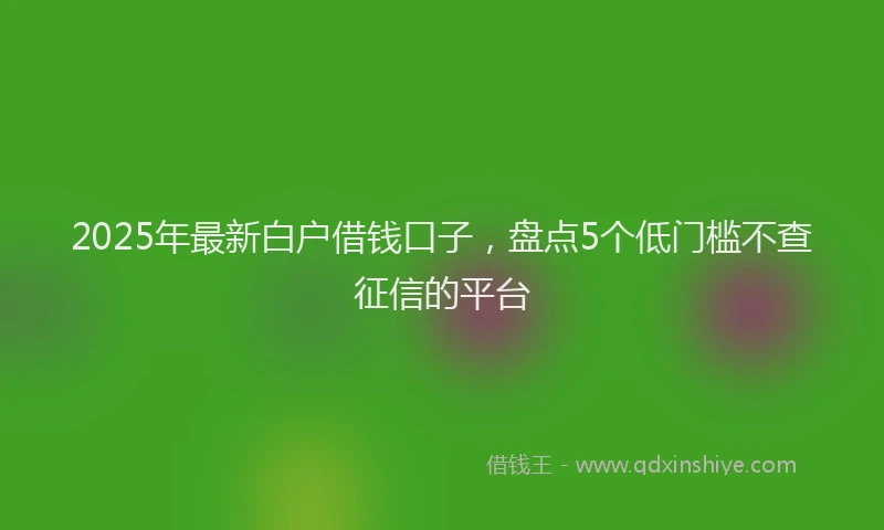 2025年最新白户借钱口子，盘点5个低门槛不查征信的平台