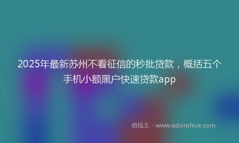 2025年最新苏州不看征信的秒批贷款，概括五个手机小额黑户快速贷款app