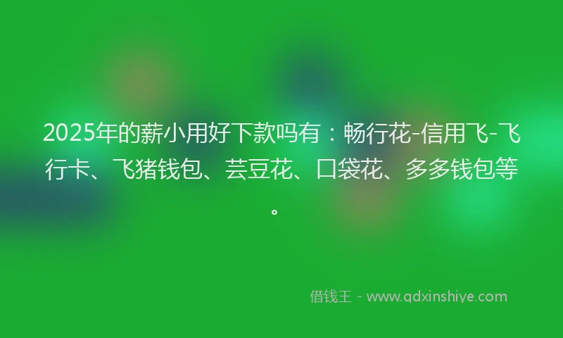 2025年的薪小用好下款吗有：畅行花-信用飞-飞行卡、飞猪钱包、芸豆花、口袋花、多多钱包等。