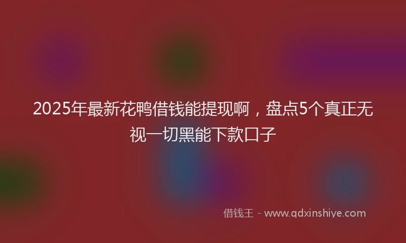 2025年最新花鸭借钱能提现啊，盘点5个真正无视一切黑能下款口子