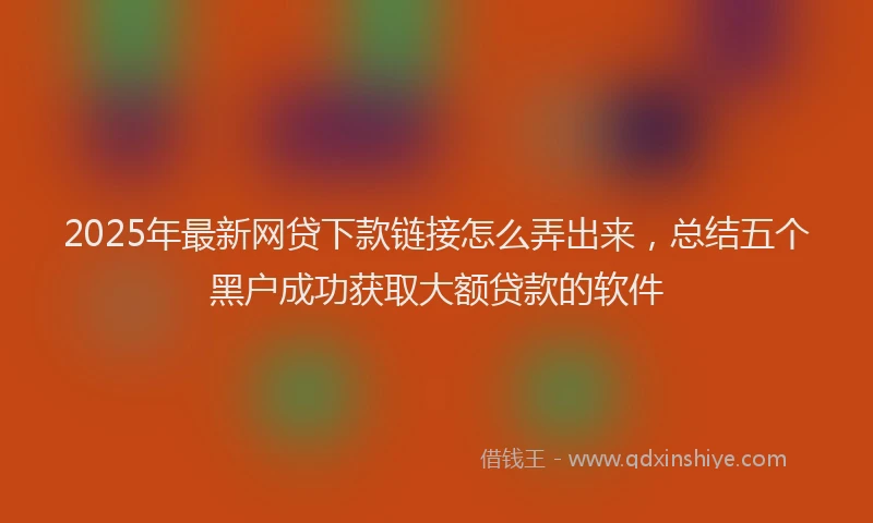 2025年最新网贷下款链接怎么弄出来，总结五个黑户成功获取大额贷款的软件