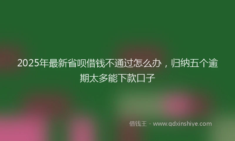 2025年最新省呗借钱不通过怎么办，归纳五个逾期太多能下款口子