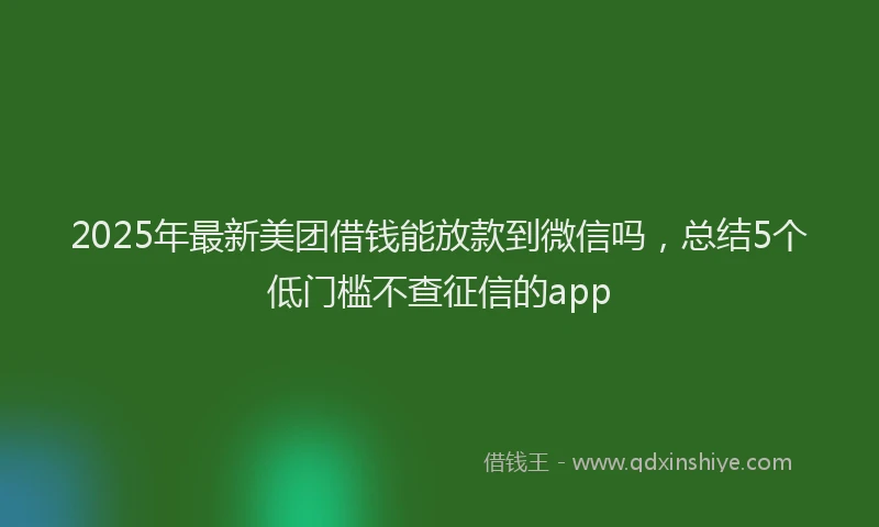 2025年最新美团借钱能放款到微信吗，总结5个低门槛不查征信的app