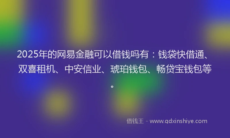 2025年的网易金融可以借钱吗有：钱袋快借通、双喜租机、中安信业、琥珀钱包、畅贷宝钱包等。