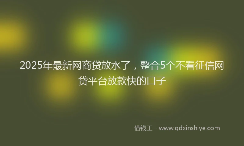 2025年最新网商贷放水了，整合5个不看征信网贷平台放款快的口子