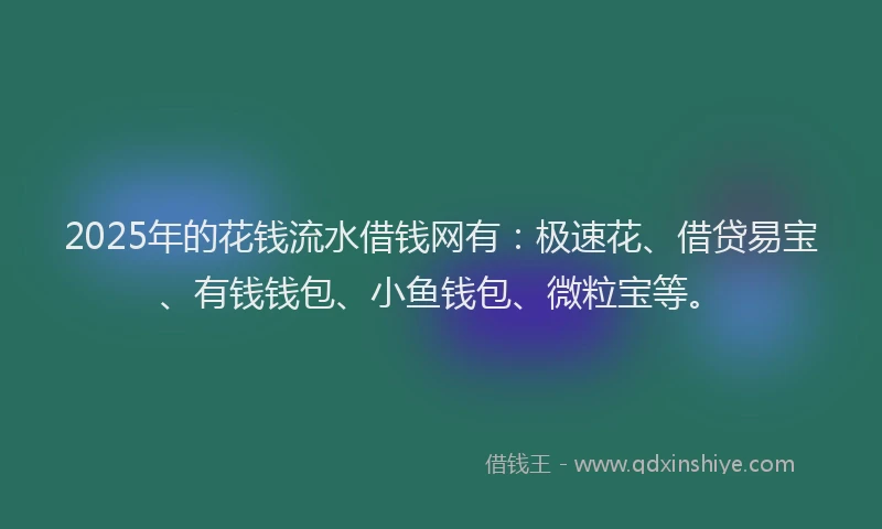2025年的花钱流水借钱网有：极速花、借贷易宝、有钱钱包、小鱼钱包、微粒宝等。