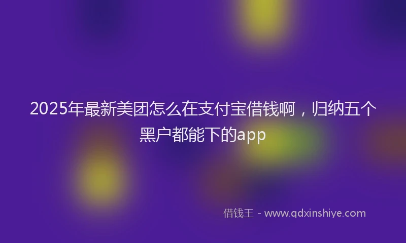 2025年最新美团怎么在支付宝借钱啊，归纳五个黑户都能下的app