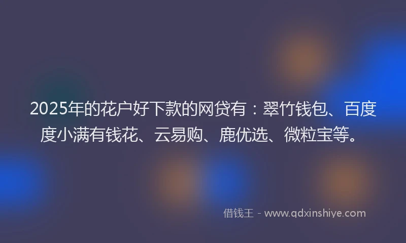 2025年的花户好下款的网贷有：翠竹钱包、百度度小满有钱花、云易购、鹿优选、微粒宝等。