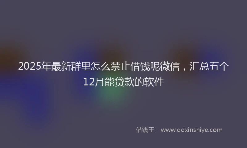 2025年最新群里怎么禁止借钱呢微信，汇总五个12月能贷款的软件