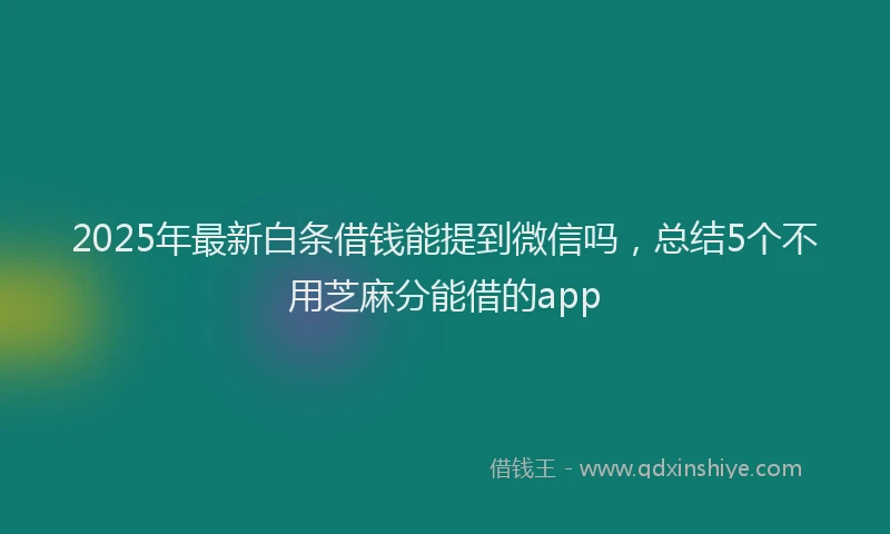 2025年最新白条借钱能提到微信吗，总结5个不用芝麻分能借的app
