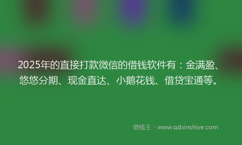 2025年的直接打款微信的借钱软件有：金满盈、悠悠分期、现金直达、小鹅花钱、借贷宝通等。