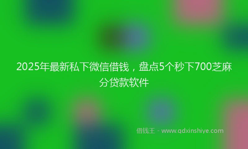 2025年最新私下微信借钱，盘点5个秒下700芝麻分贷款软件