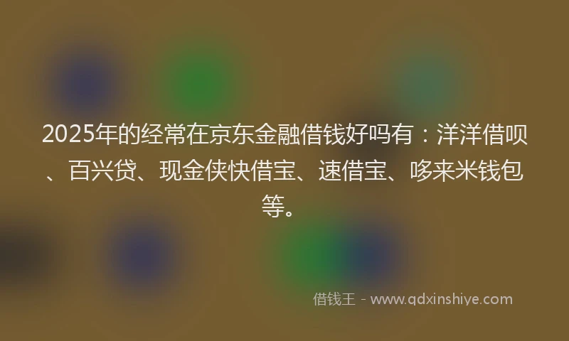 2025年的经常在京东金融借钱好吗有：洋洋借呗、百兴贷、现金侠快借宝、速借宝、哆来米钱包等。