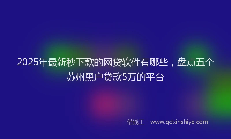 2025年最新秒下款的网贷软件有哪些，盘点五个苏州黑户贷款5万的平台