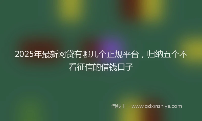 2025年最新网贷有哪几个正规平台，归纳五个不看征信的借钱口子