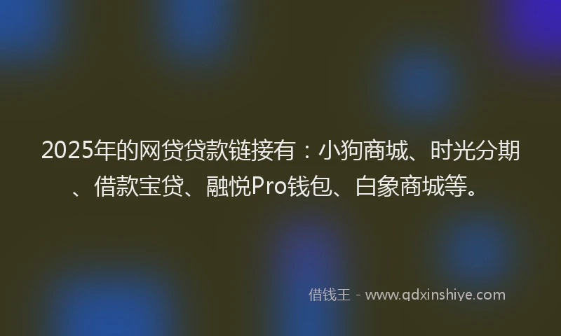 2025年的网贷贷款链接有：小狗商城、时光分期、借款宝贷、融悦Pro钱包、白象商城等。