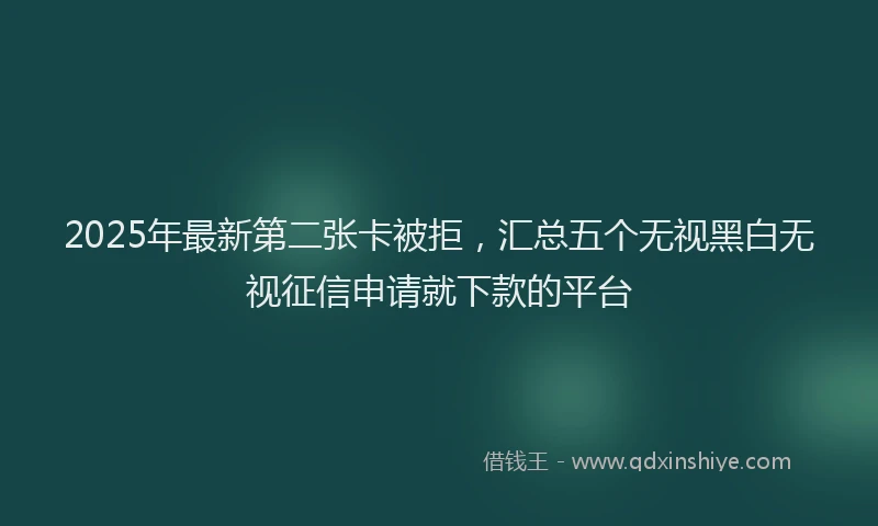 2025年最新第二张卡被拒，汇总五个无视黑白无视征信申请就下款的平台