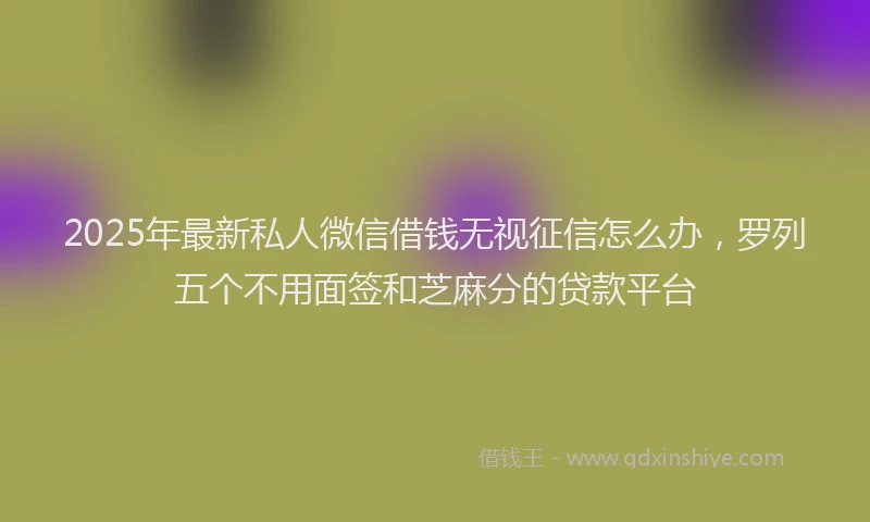 2025年最新私人微信借钱无视征信怎么办，罗列五个不用面签和芝麻分的贷款平台