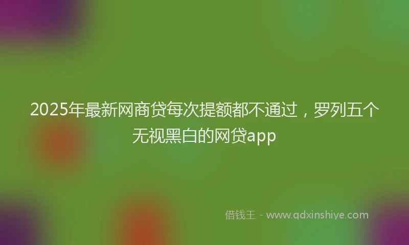 2025年最新网商贷每次提额都不通过，罗列五个无视黑白的网贷app