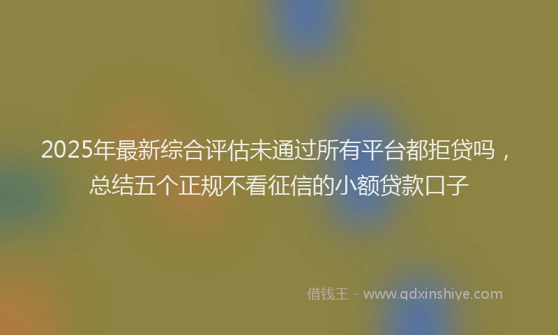 2025年最新综合评估未通过所有平台都拒贷吗，总结五个正规不看征信的小额贷款口子
