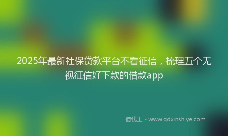 2025年最新社保贷款平台不看征信，梳理五个无视征信好下款的借款app