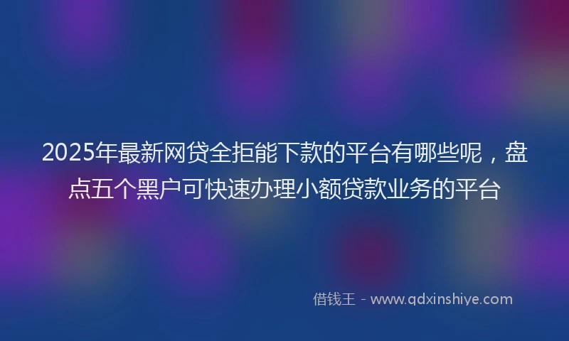 2025年最新网贷全拒能下款的平台有哪些呢，盘点五个黑户可快速办理小额贷款业务的平台